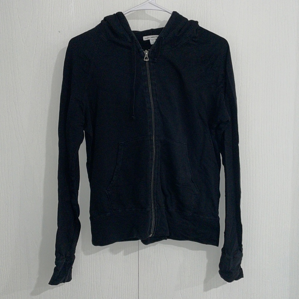 James Perse  Black Zip Up Hoodie Size 2